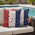 thumbnail image 4 of Red Blue Stars 4th of July Outdoor Waterproof Pillow Covers, Independence Day Rustic Decorative Square Throw Pillowcase Sofa Cushion Sham for Patio/Couch/Chair, 24"x24" 2 Pack, 4 of 8