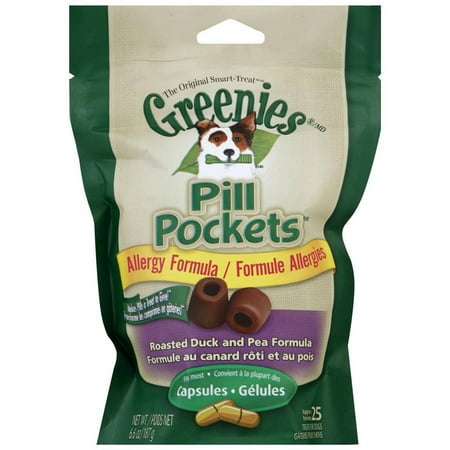 Greenies Canine Pill Pockets Duck and Pea, Capsule, 6.6 oz Pouch