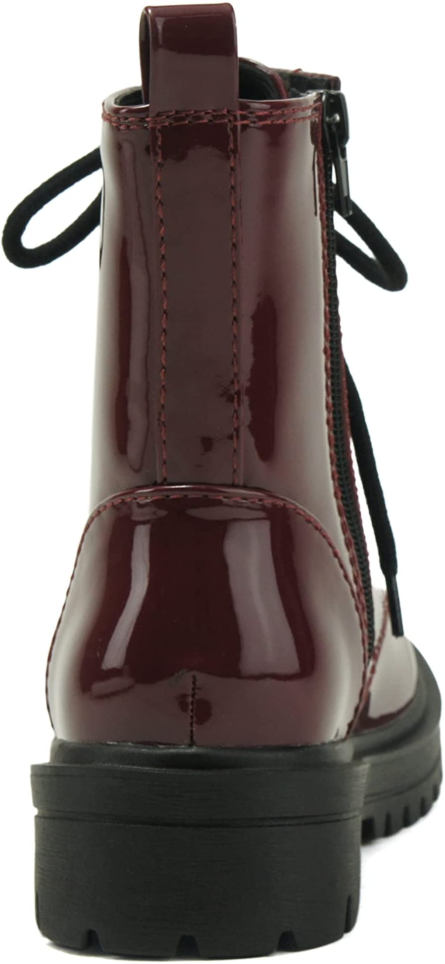 Soda Women Combat Army Military Motorcycle Riding Platform Lug Boots Side Zipper FIRM-S Vino Wine Burgundy Patent 10 - image 4 of 4