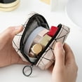 thumbnail image 4 of Outdoor Portable Wallet Storage Bag Cosmetic Pouch Travel Clutch Bag For Money Rhombic Lattice For Credit Card Coin Purse Lipstick Bag Cosmetic Bag Makeup Storage Bag GREEN L, 4 of 8