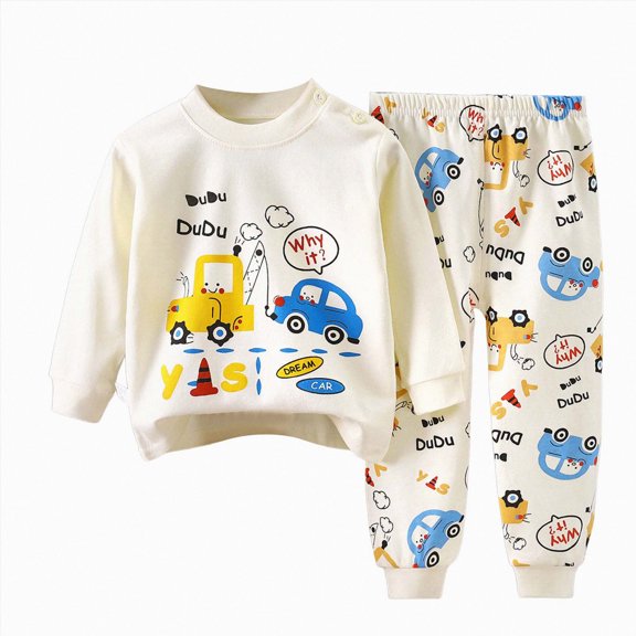 CAUYDYKids Toddler Boys Girls Pajamas Animal Elephant Pajamas Homewear Sleepwear Pjs Set(L101-Yellow,4-5 Y)