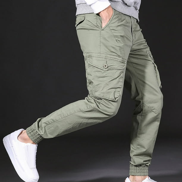 Pantalones largos para hombre, bolsillos laterales, pies pequeños, ajustados, largos, para hombre