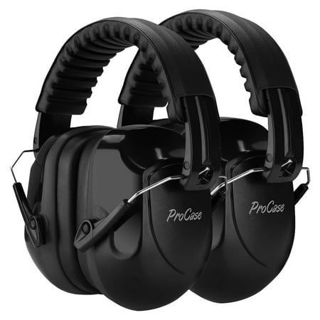 ProCase Noise Reduction Ear Muffs 2 Pack, NRR 28dB Hearing Ear Protection Safety Earmuffs for Range Mowing Construction Wood Work Manufacturing Men Women Adult