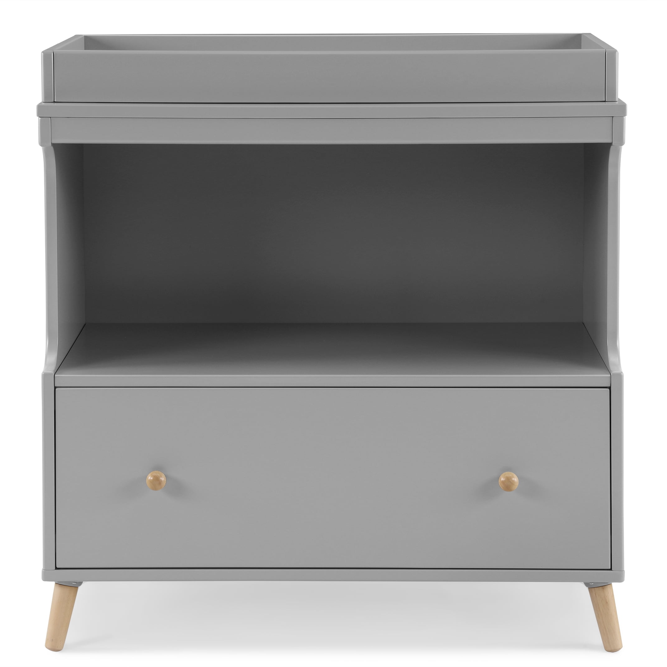 Delta Children Essex Convertible Changing Table with Drawer, Grey/Natural