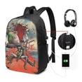 thumbnail image 2 of Animated Gorillaz Backpack School Bag Bookbag Satchel Laptop Daypack With USB Headphone Charging Port Unisex Travel Bag Rucksack, 2 of 8