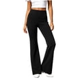 thumbnail image 3 of UKHCCC Women's Yoga Pants Flared with Pockets High Waisted Solid Trousers Casual Workout Lounge Bootcut Stretchy Cotton Soft Comfortable Daily Activewear S-2XL, 3 of 9