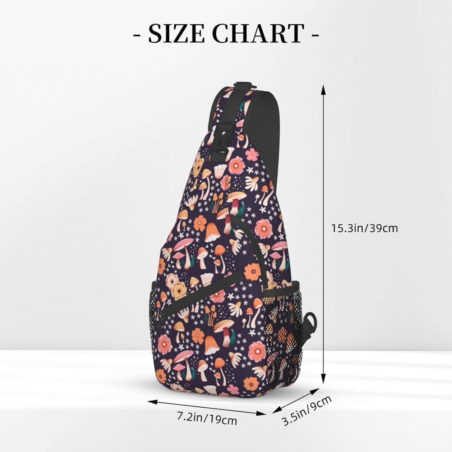 Cute Mushroom with Flower Sling Bag Crossbody Hiking Travel Chest Bags Backpack Shoulder Daypack for Women Men