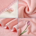 thumbnail image 4 of FEOLGEHLY Decorative Floral Hand Towels for Bathroom 13x 9 inch Tulip Lavender Hand Towels Coral Velvet Absorbent Bath Decor for Spring Yoga Spa Gift, Pink, 4 of 6