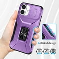 thumbnail image 6 of Allytech Rugged Case for iPhone 16 Plus, [Slide Camera Cover] [360° Rotating Kickstand] [Military Protection] [Magnetic Car Mount] Non-Slip Anti-Scratch Shockproof Heavy Duty Case - Purple, 6 of 8