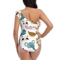 thumbnail image 5 of Sikiie Cartoon Animals Print Women One Piece Swimsuits Tummy Control One Shoulder Bathing Suits Ruffle Swimwear, From S to XXL-XX-Large, 5 of 6