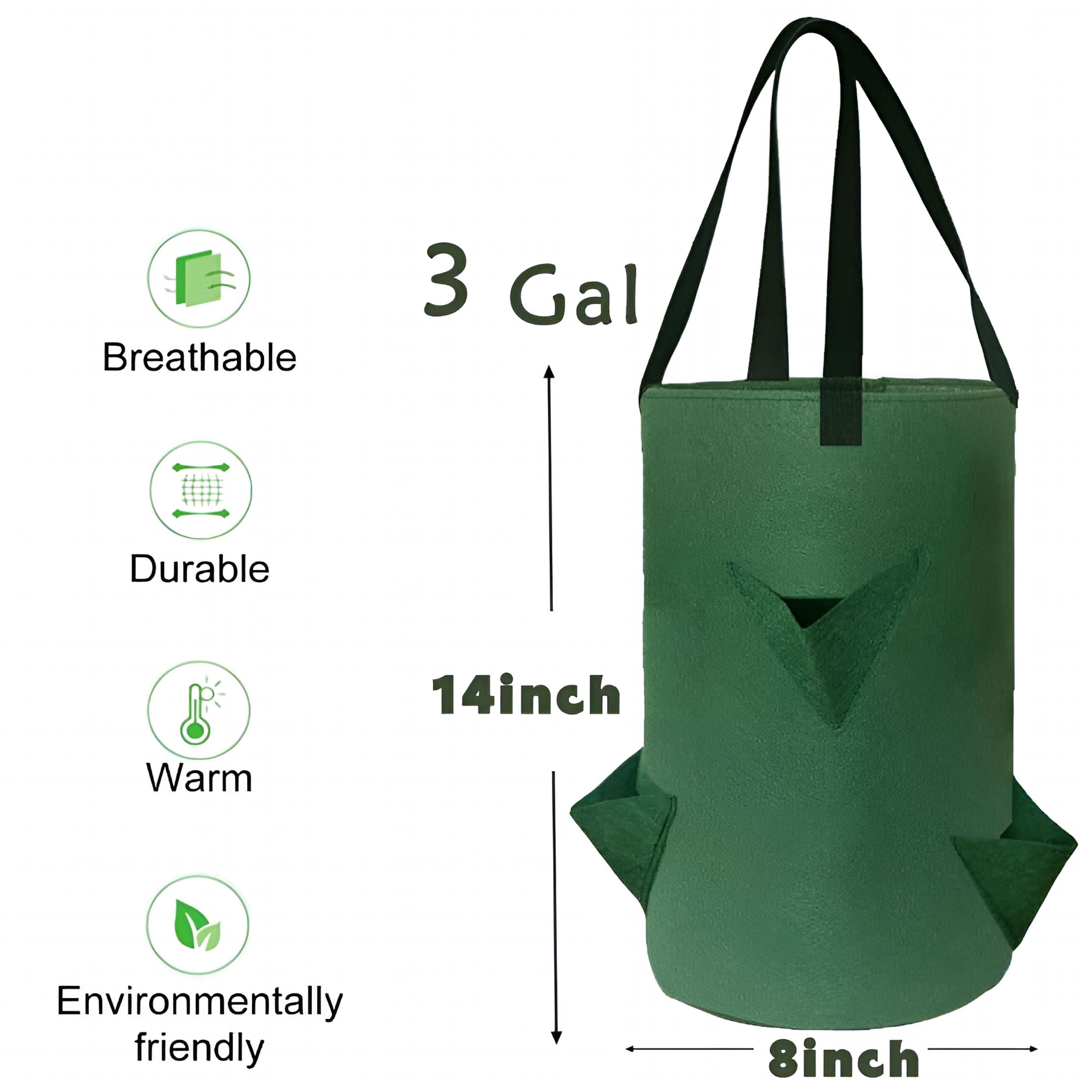 MISSMILE 4Pack Upside Down Strawberry Planter, 3 Gallon Hanging Grow Bags for Tomato Vegetables 6 Planting Holes with 4 Hooks,Upside Down Strawberry Plant Hanger Vegetable Planting Bags for House