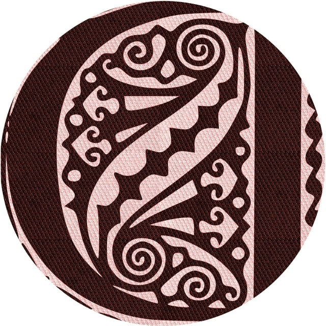 Ahgly Company Tapis d'Intérieur Rond Lavable en Machine Brun Chocolat Transitionnel, 5 Pieds Rond