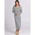 thumbnail image 4 of Women Sweater Dress Long Sleeve Button V Neck Oversized Casual Loose Fall Waffle Knit Long Dress, 4 of 8