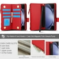 thumbnail image 7 of for Samsung Galaxy Z Fold 5 Wallet Case with S Pen Holder, Magnetic Closure with RFID Blocking ID Card Slots Zipper Purse PU Leather Flip Kickstand Lanyard Phone Case,Red, 7 of 7