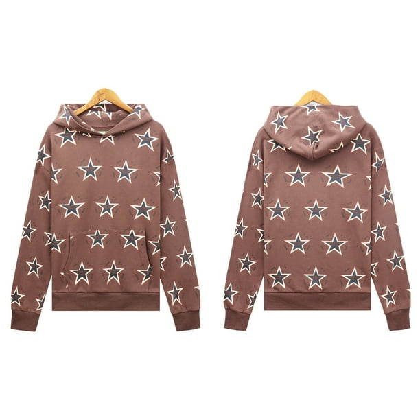 Tendencia de belleza DENIM TEARS línea principal traje con estampado de kapok High street Sudadera con capucha suelta pantalones de chándal casuales para hombres5655 color café