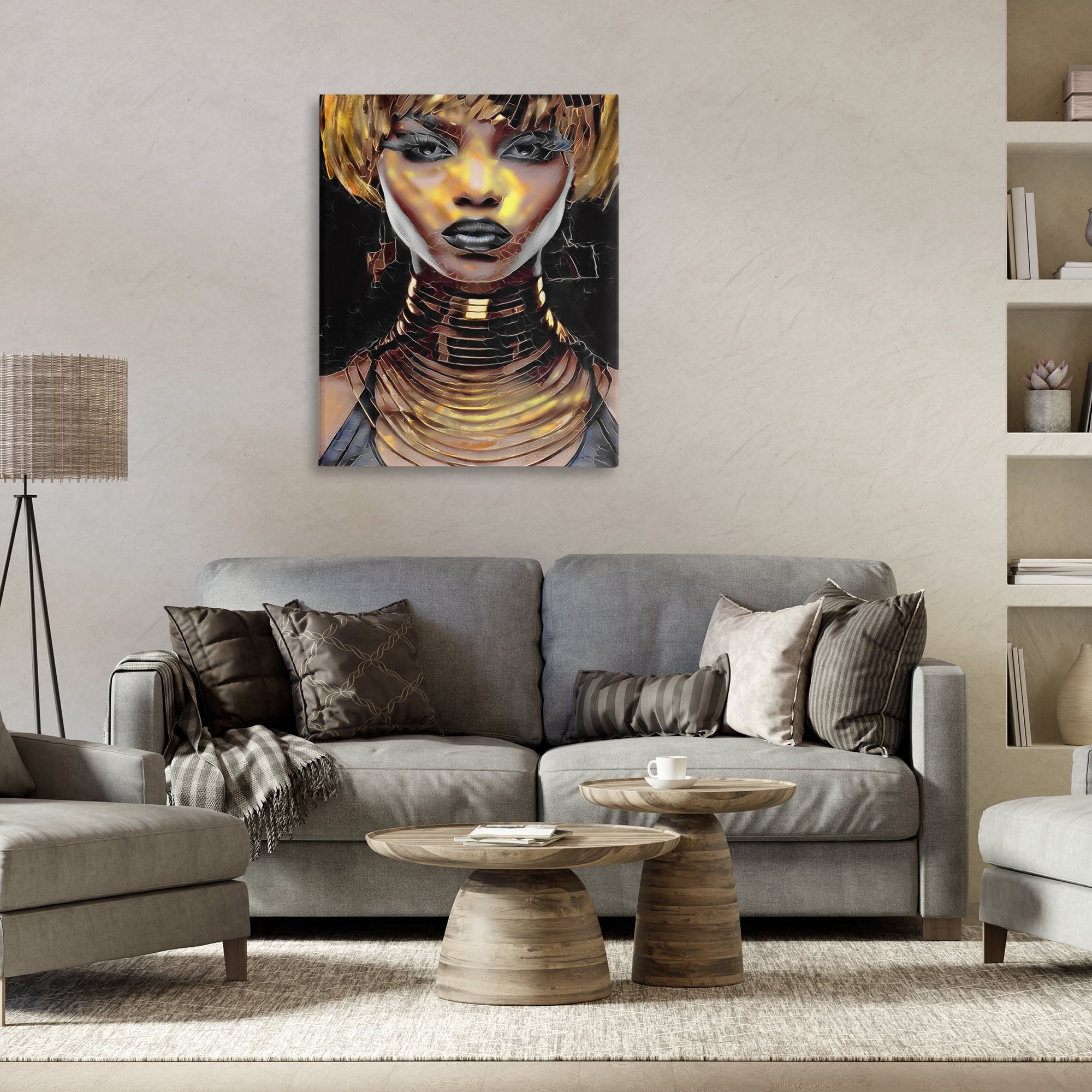 Stupell Industries Intense Glam Woman Portrait People Painting Wrapped Canvas Art Print Wall Art, 30 x 40