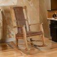 thumbnail image 3 of Marv Rocking Chair with Faux Leather Seat and Back- Rustic Oak Brown, 3 of 6