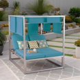 thumbnail image 3 of Chad Outdoor Aluminum Daybed with Canopy, Silver, Teal, 3 of 3
