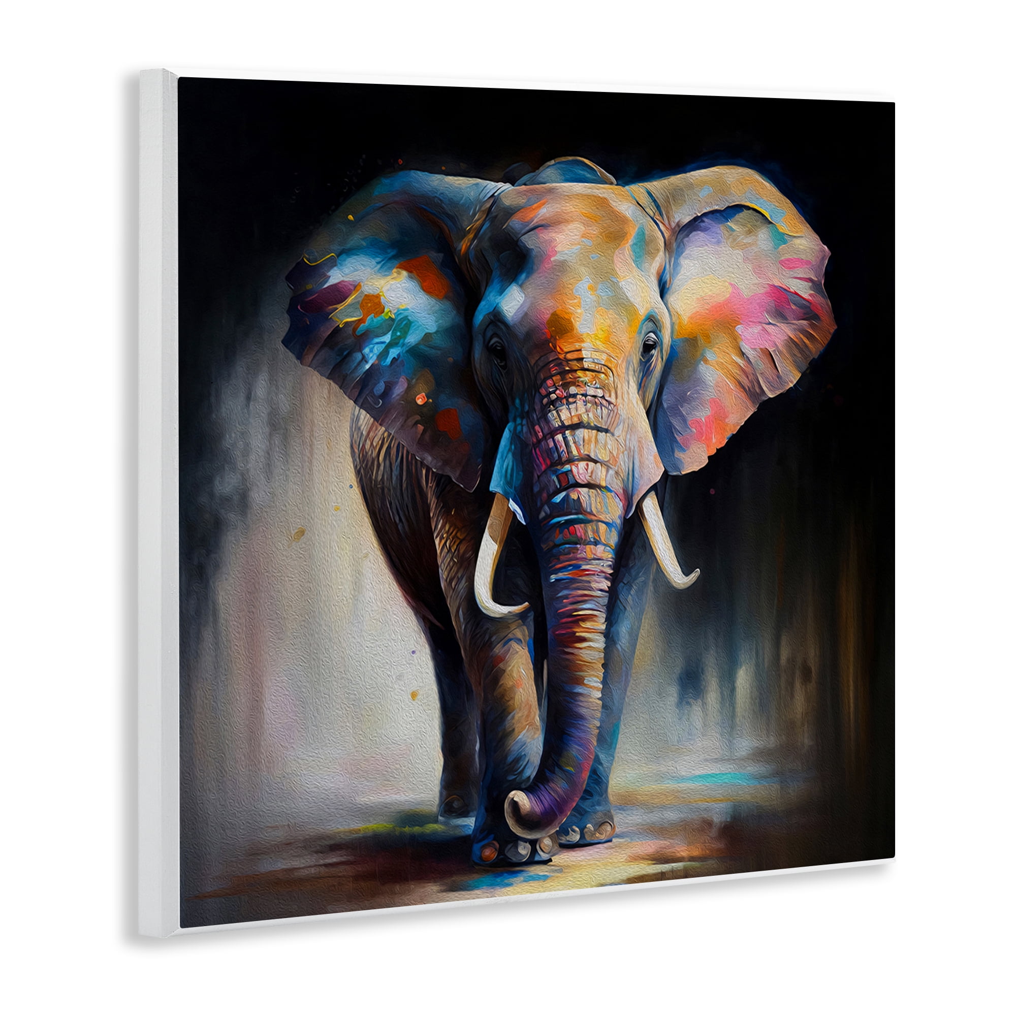 Stupell Industries Stepping Elephant in Shadow Animals & Insects Painting Unframed Art Print Wall Art, 12 x 12