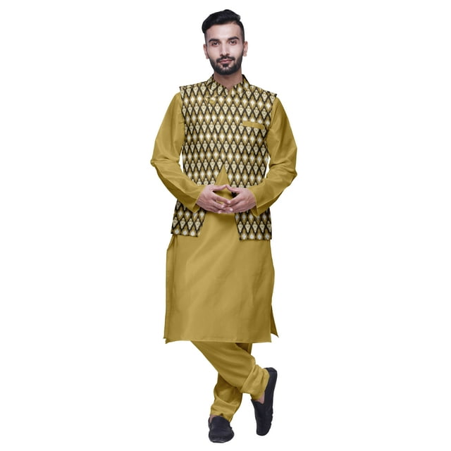 Atasi Solid Kurta Churidar With Printed Jecket Set For Mens Summer Party Wear