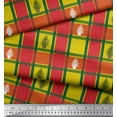 thumbnail image 3 of Soimoi Yellow polyester Crepe Fabric Plant & Check Print Fabric by Yard 42 Inch Wide, 3 of 3