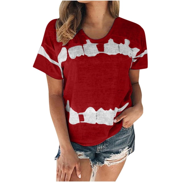 Birdeem T-Shirt Mode Imprimé pour Femmes Manches Courtes Blouse Col Rond Hauts Décontractés