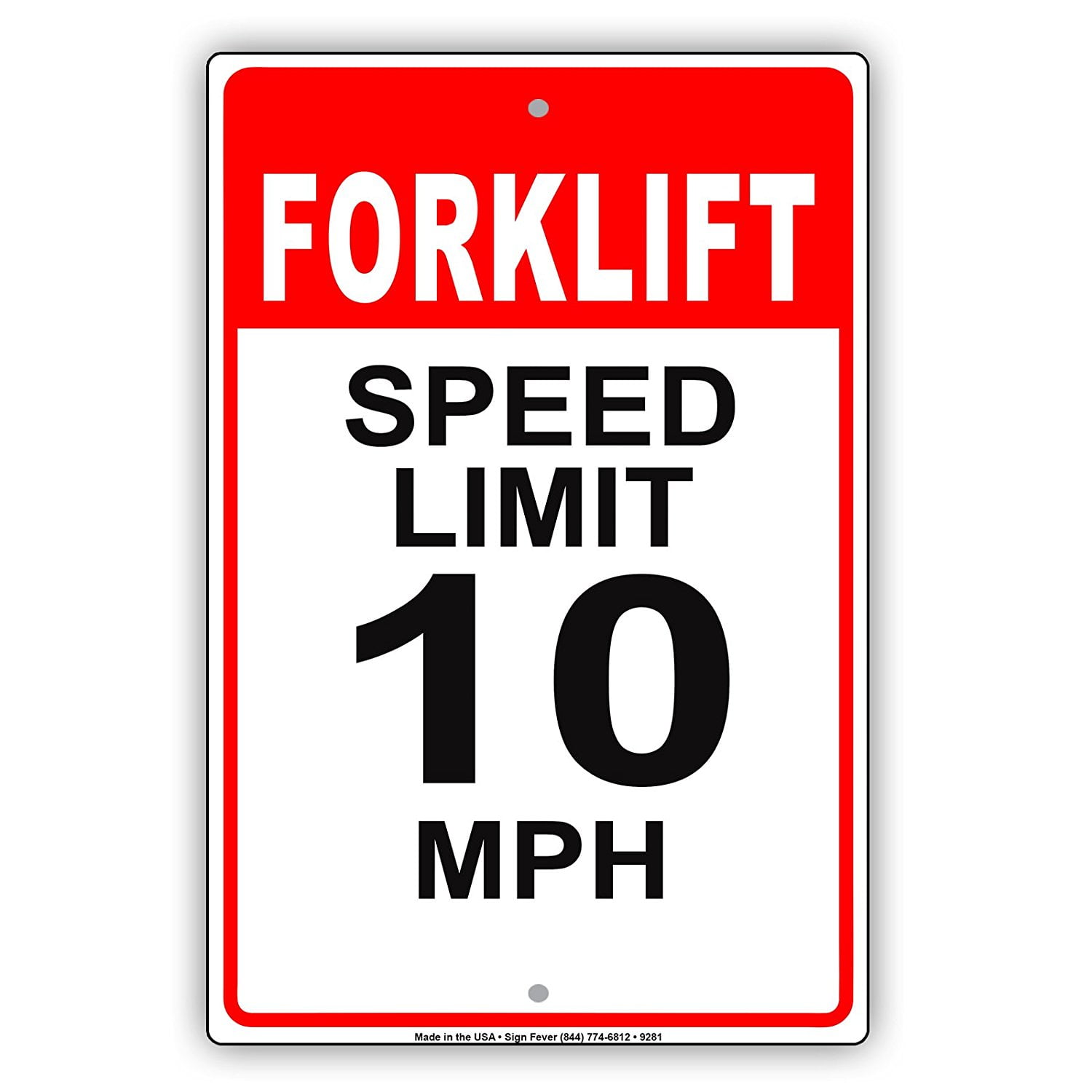 Forklift Speed Limit 10 MPH Miles Per Hour Zone Slow Down Warning Caution Notice Aluminum Metal