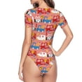 thumbnail image 4 of Easygdp Cartoon With Traffic Elements Women'S Waist-Cinching Short-Sleeved Onesie, Olastic Onesiet,Snaps At Bottom,Easy To Put On And Take Off - Small, 4 of 9