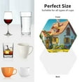 thumbnail image 4 of KLL Drink Coasters Set Hexagon of 4,PU Leather Absorbent Coasters Set Decorative Coffee Cup Coasters Housewarming Gift for Home Decor-Cozy Cartoon Backyard, 4 of 5