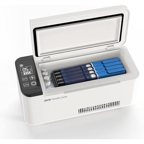 ZKSCool Portable Insulin Travel Case,36.6 cu in Rechargeable Battery Diabetic Box, Mini Drug Refrigerator with LCD Temp Display, Insulin Cooler Travel Box for Home & Outdoor Use