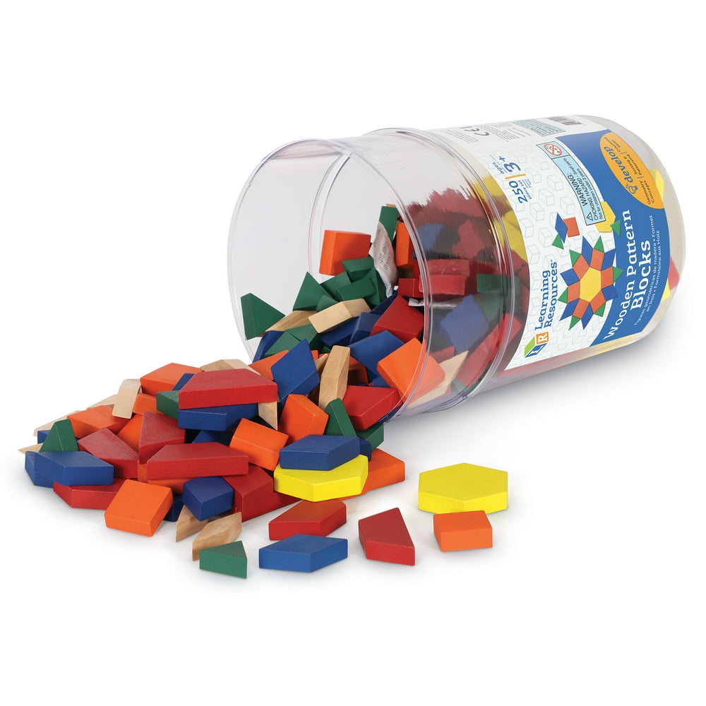 Learning Resources Wooden Pattern Blocks, Math Manipulatives, Ages 3