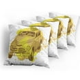 thumbnail image 5 of Ambesonne Vintage Throw Pillow Cover 4 Pack, Retro Car Splash, 24", Green Mustard, 5 of 7