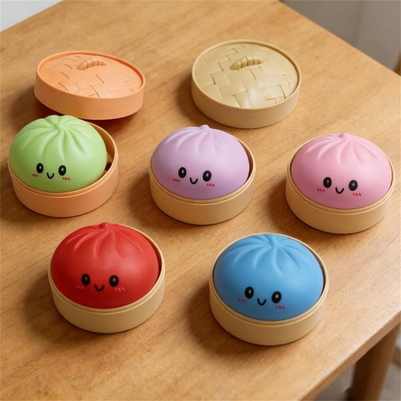 Dumpling Squishies Toy Giant Glitter Dumpling Colorful Dumplings Stress Balls Fidget Sensory Toy Squeeze Dough Ball Stress Relief Hand Toys with Food Steamer Stretchy Desk Toys