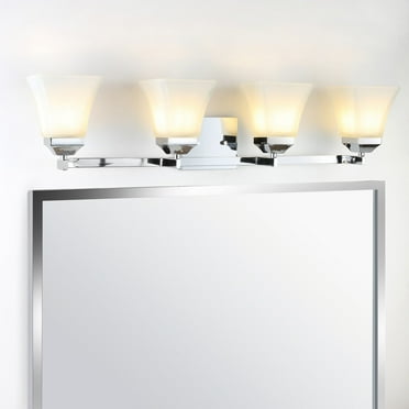 Staunton 33" 4-Light Iron/Glass Modern Cottage LED Vanity Light, Chrome