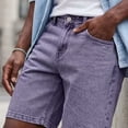 thumbnail image 5 of Chiccall Mens Jean Shorts Casual Vintage Breathable Summer Stretch Denim Shorts with Pockets Purple 3XL, 5 of 6