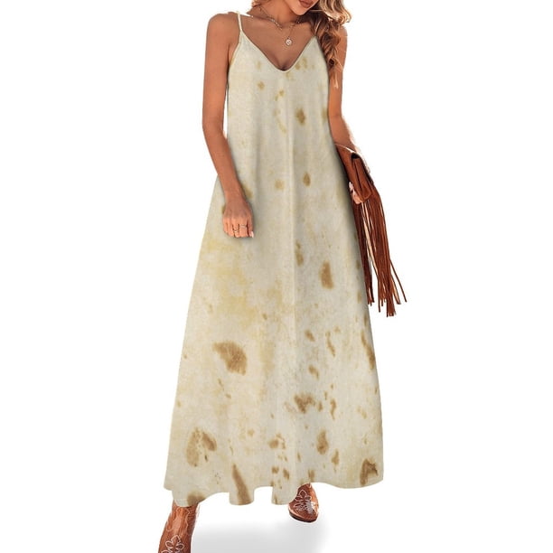 Vestido de noche sin mangas con patrón de taco y burrito de tortilla de harina, mono de verano para mujer