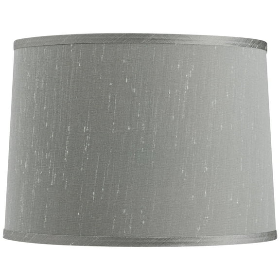 Springcrest Platinum Gray Medium Dupioni Silk Lamp Shade 13" Top x 14" Bottom x 10" Slant x 10" High (Spider) Replacement with Harp and Finial