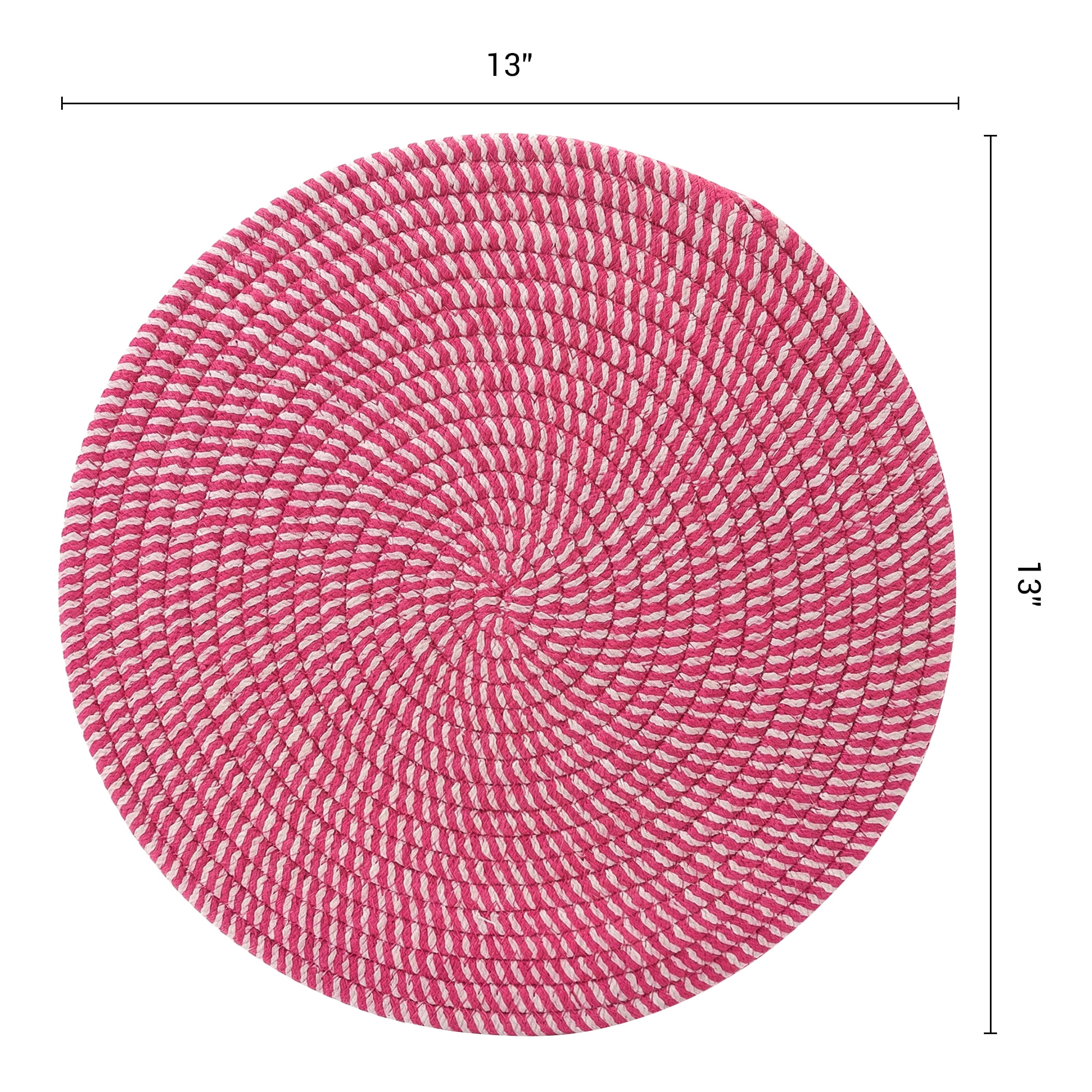 Unique Bargains 4Pcs Round Woven Table Placemats Pink 13x13inch