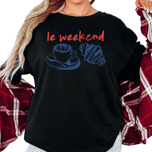 UNISHE Women's Le Weekend Coffee Croissant Graphic Short Sleeve T-Shirt Breathable Casual Crewneck Top