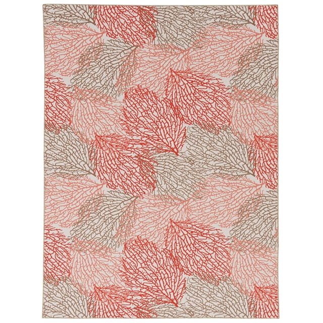 Tapis lavable Haylee 5 pi x 7 pi ivoire et corail