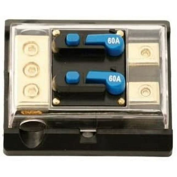 Absolute 2DCB60 Circuit Breaker 60 Amp 2 Gang 3x4 Gauge Input 2x8 Gauge Output