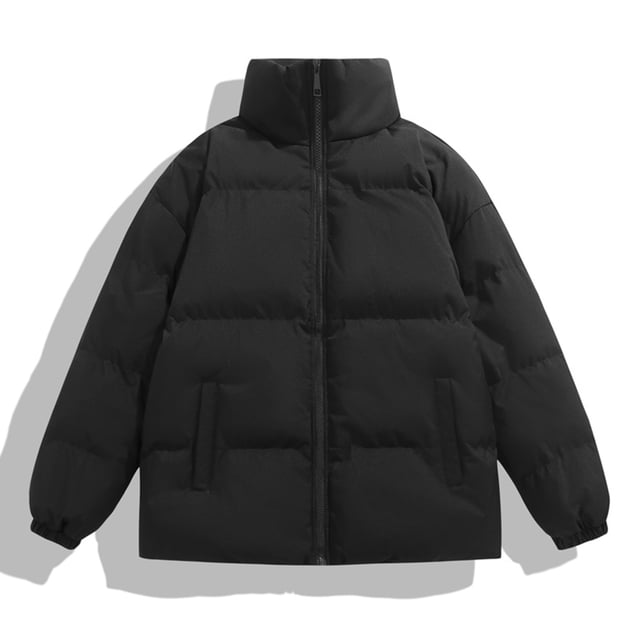 Xuniizn Puffer Jacket Men, Full Zip Solid Color Stand Collar Long Sleeve Ribbed Cuffs Windbreaker Jackets with Pockets, Soft Comfortable Thermal Winter Casual Coats