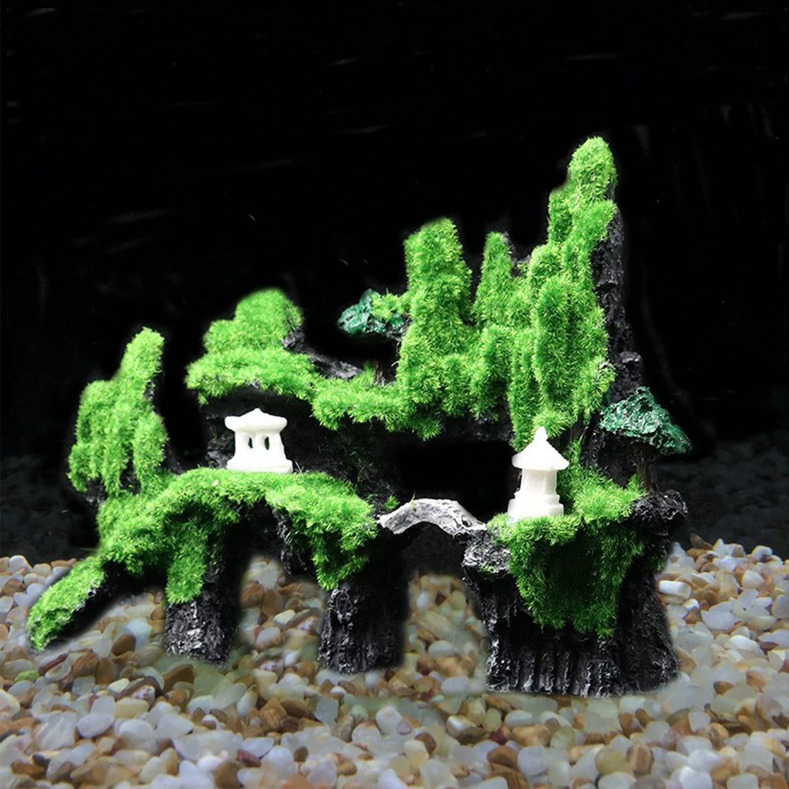 Fish Tank Decoration Moss Rockery Stone Plants Wood Ruins Landscaping Turtle Tank Decoration Fish Shrimp Shelter