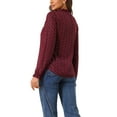 thumbnail image 3 of INSPIRE CHIC Women's Tie Ruffled Neck Blouse Long Sleeves Tops M Burgundy-Leaf, 3 of 6