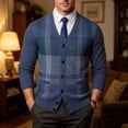 thumbnail image 5 of StSilkitty Mens Cardigan Sweater Plaid Long Sleeve V Neck Button down Cardigans Jacket Sweaters with Pockets, 5 of 9