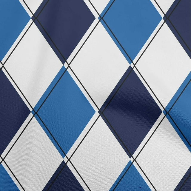 oneOone Rayon Blue Fabric Argyle Craft Projects Decor Fabric Printed By The Yard 56 Inch Wide