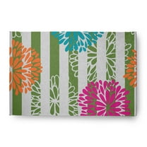 Simply Daisy 4' x 6' Green Flower Bursts Spring Chenille Indoor/Outdoor Rug