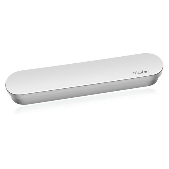 Nicofan Stationery Box, Metal Stationery Box Office Pencil Case Empty Hinged Tin Boxes Silver