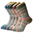 thumbnail image 1 of Pack de 5 calcetines de lana para mujer, cálidos, de punto grueso, para mujer, 1 of 6