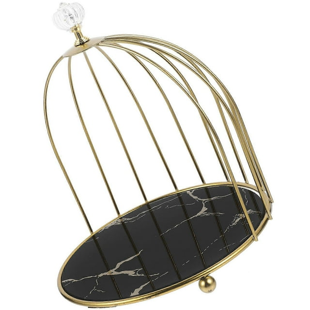Golden Iron Glass Makeup Organizer Shelf for Home Use Stylish Cosmetics Storage Corner 12.5 x 10.5 x 5.5 inches
